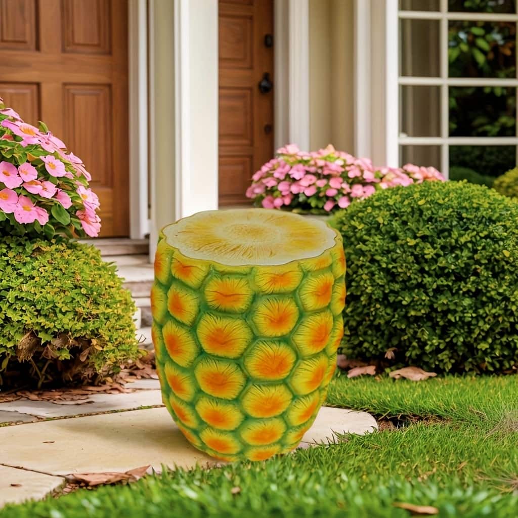 14" Oversized Pineapple Shaped Resin Stool, Side Table, Plant Stand, Innovative Multi-Use Decorative Furniture