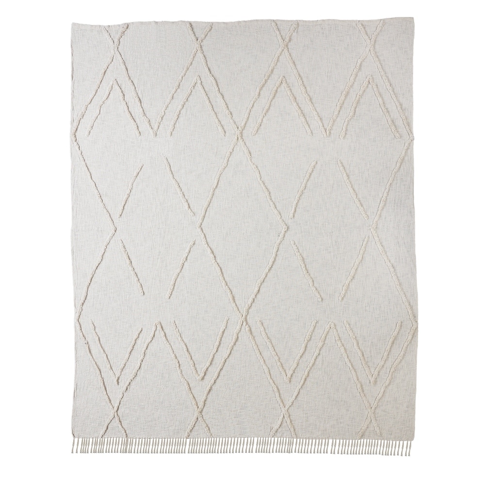 Sevita Solid Ivory Dazzling Diamond Coverlet