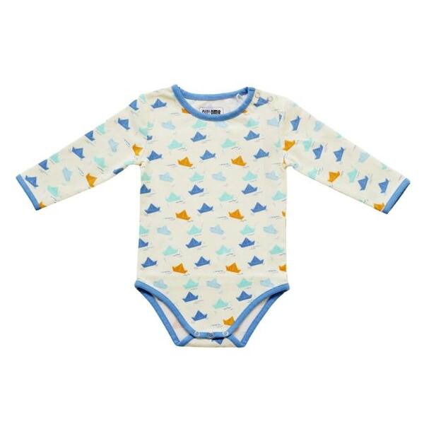 slide 2 of 3, Full Sleeves Bodysuit - Paper Boat 0-3 months