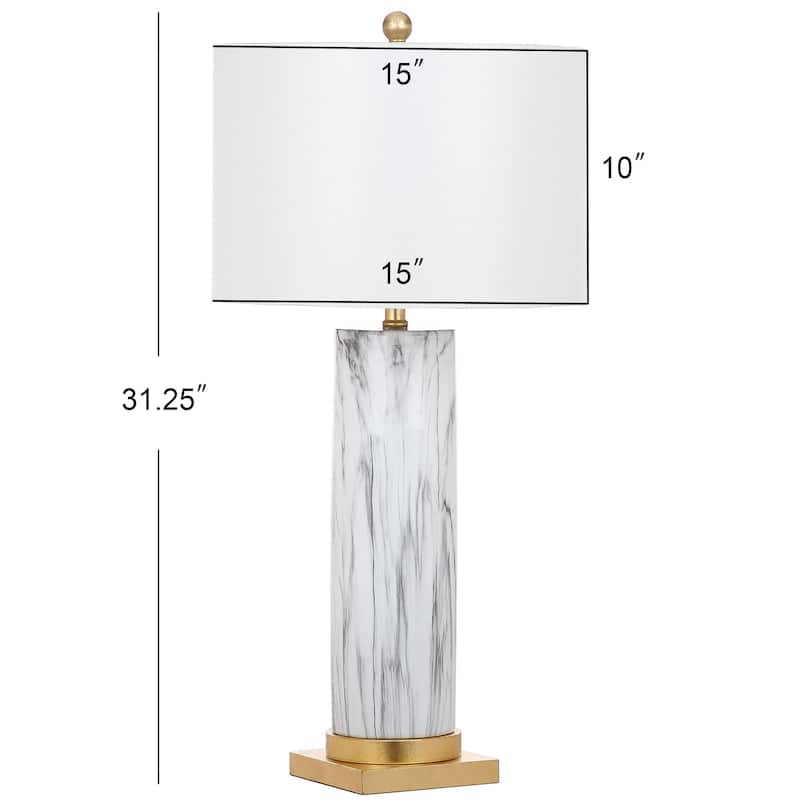 SAFAVIEH Lighting 31.25-inch Sonia Marble Black/ White Table Lamp (Set of 2) - 15"x15"x31.25"