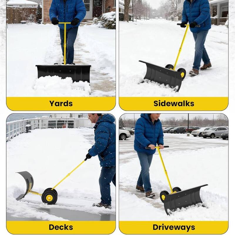 Heavy Duty Single Rod 36-Inch Steel Snow Shovel Plow for Driveways, Sidewalks, Yards