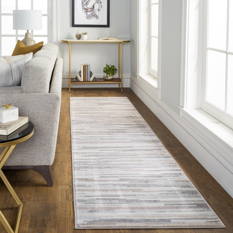 Livabliss Roma Minimalist Medallion Area Rug - Grey - 2' 7" x 10'