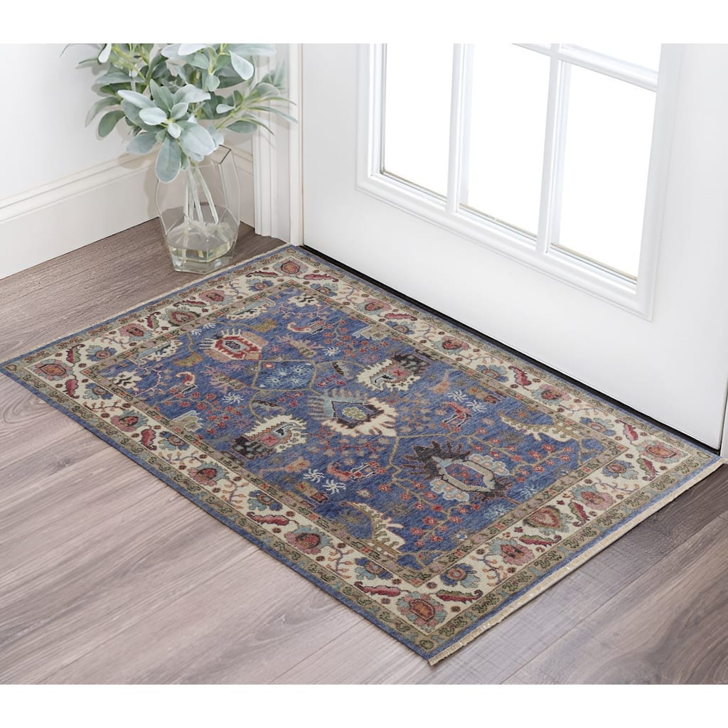 Zako Floral Stain Resistant Soft Area Rug By HomeRoots - 2' x 3'