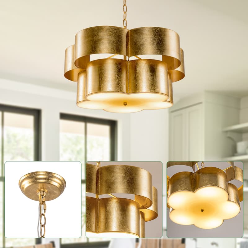 20" Modern Decorative Gold Flower Metal 5 Lights Chandelier Light