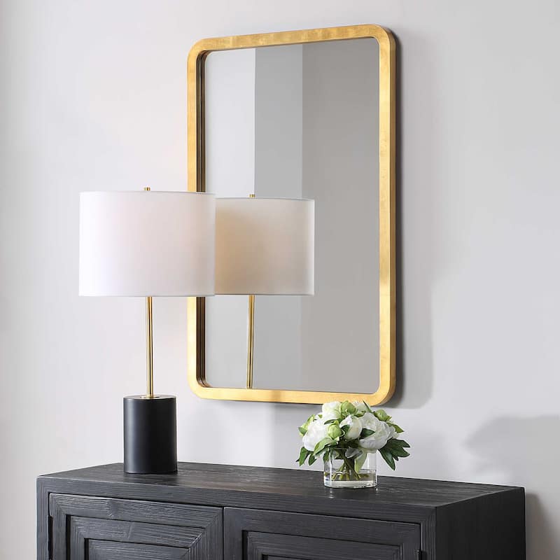 Silver Orchid Gold Round Mirror