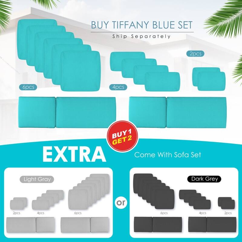 FINCATI 11 Pieces Patio Furniture Set Outdoor Sectional Sofa with Firepit Table