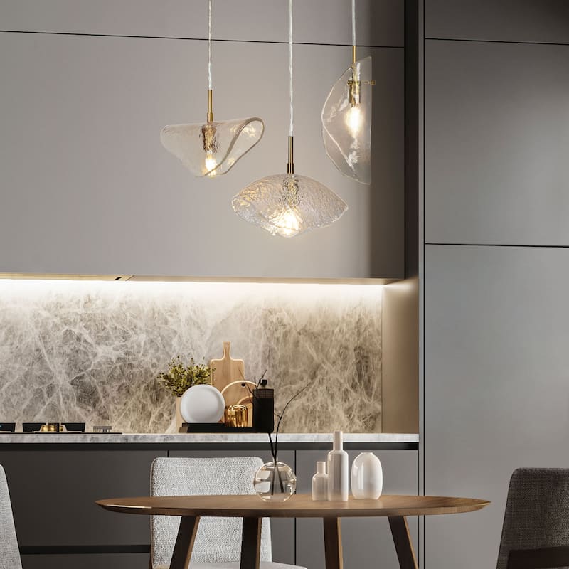 Modern Glam 1-light Dimmable Minimalist Pendant Ceiling Lamp Art Decor Glass Lampshade - Clear Glass - D 3.7" x H 72.5"