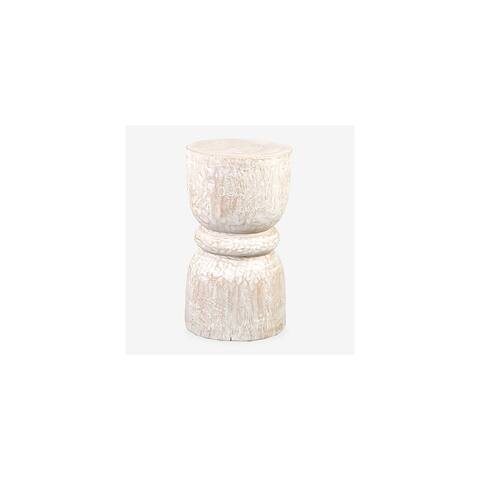 White Washed Hourglass Stool