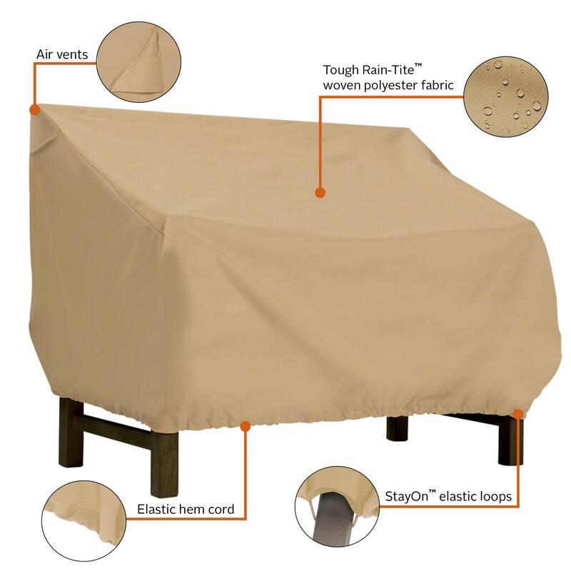 Classic Accessories Terrazzo Patio Bench/Loveseat Cover - All Weather Protection Outdoor Furniture Cover