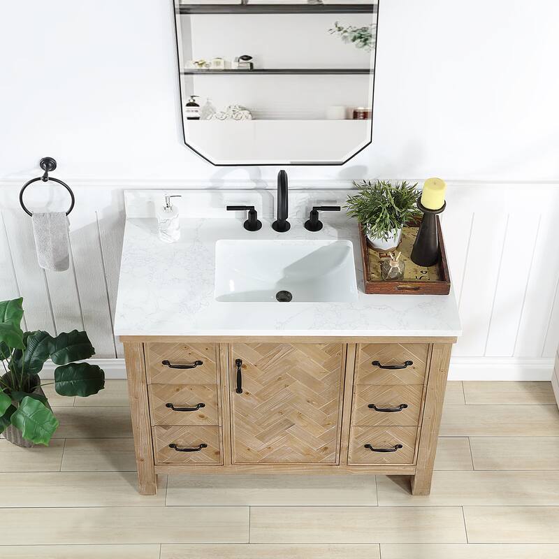 Javier Bath Vanity with Composite Stone Top without Mirror