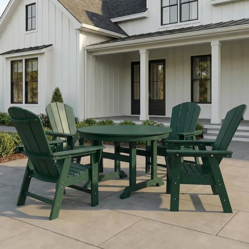 Laguna Hdpe All Weather Outdoor Patio Round Adirondack Dining Chairs Set (5-Piece Set)