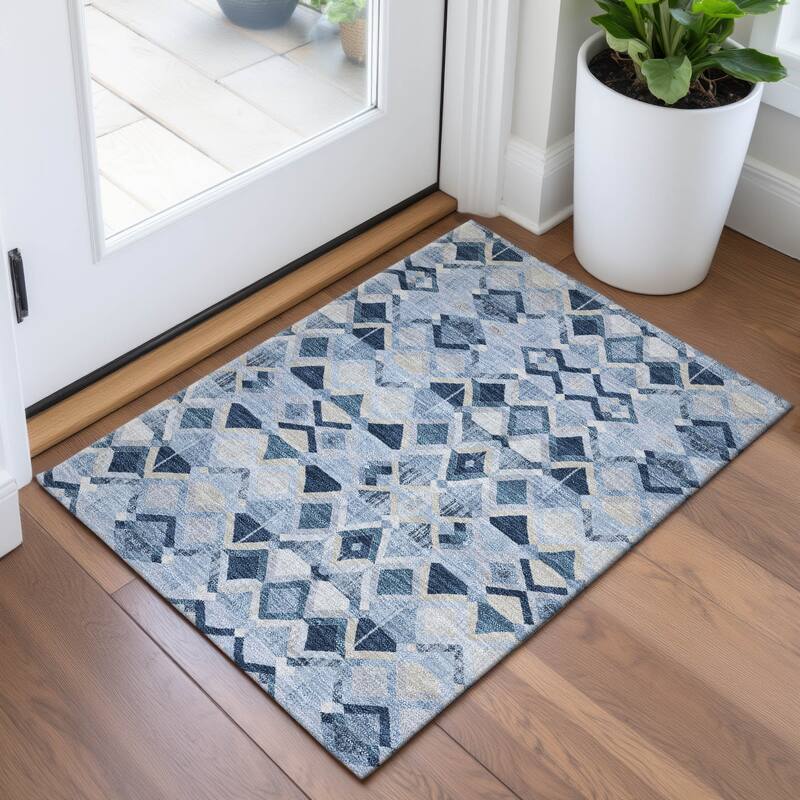 Premium Washable Super Soft Boho Geo Mayfield Rug - Sky - 1'8" x 2'6"