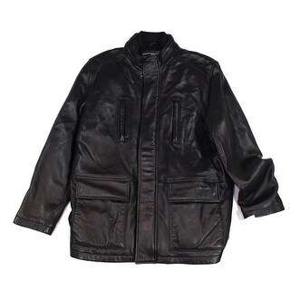 Download Marc York Mens Jacket Black Size XL Full Zip Mock-Neck Leather - Overstock - 32818970