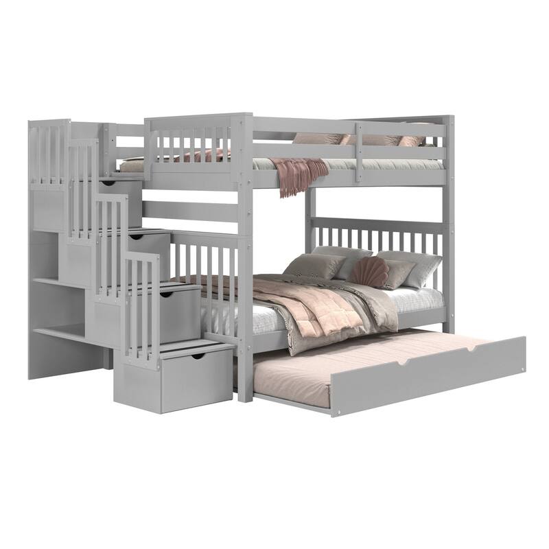 Taylor & Olive Trillium Full over Full Stairway Bunk Bed, Full Trundle