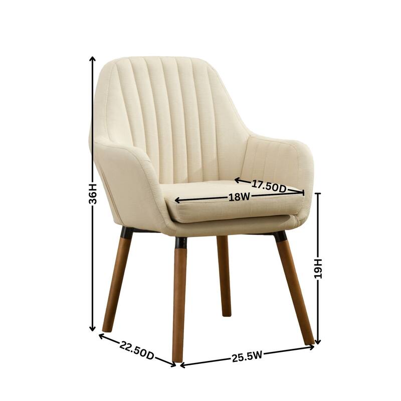 Tan Modern 25.5" Upholstered Accent Chair with Solid Beech Wood Tapered Legs