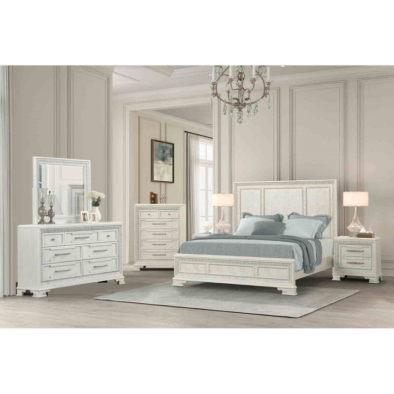Royal Bedroom Furniture Set Off White Finish