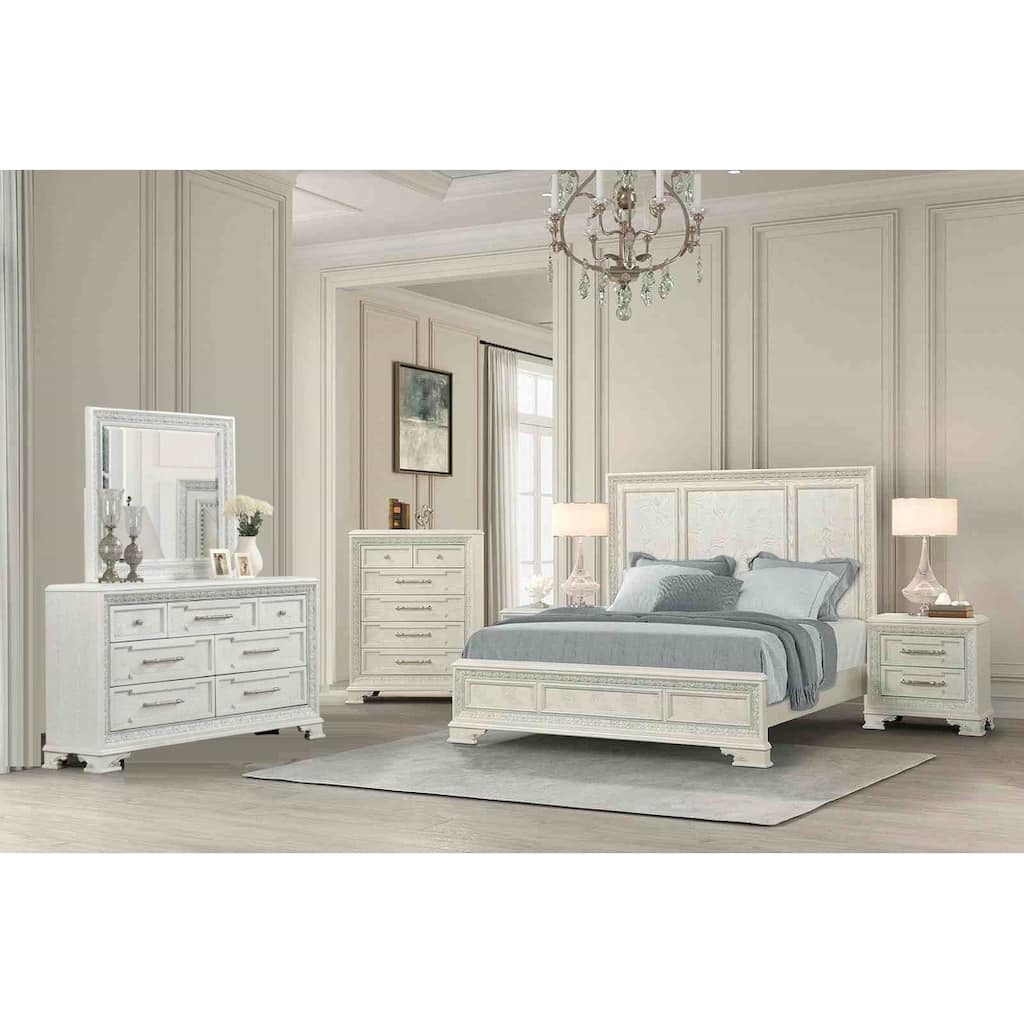 Royal Bedroom Furniture Set Off White Finish