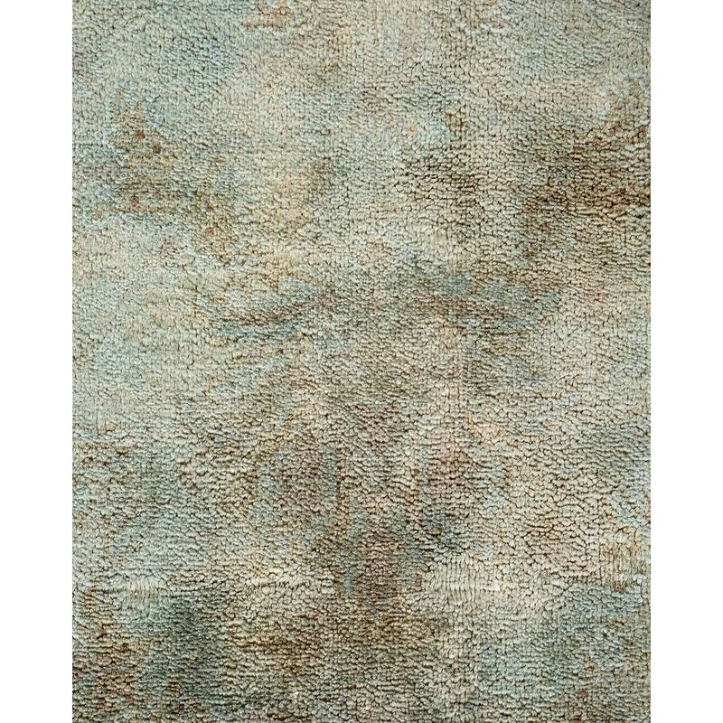 Overton Hand Knotted Wool Vintage Inspired Modern Contemporary Overdyed Blue Area Rug - 6' 0" x 8' 9"