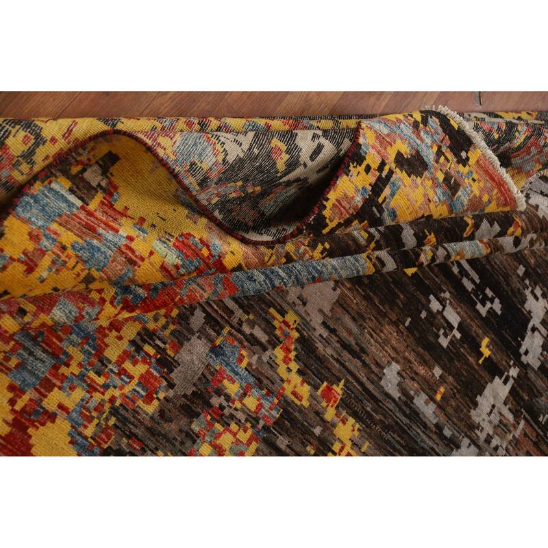Contemporary Abstract Oriental Area Rug Hand-Knotted Wool Carpet - 8'3" x 11'3"