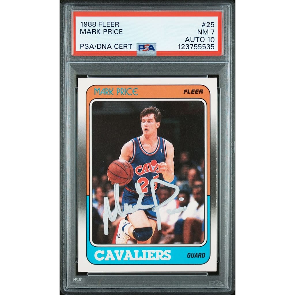 Mark Price 1988 Fleer Signed Basketball Rookie Card #25 Graded PSA 7 Auto 10 Cert # 123755535 - 8' x 11'