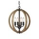 preview thumbnail 1 of 2, Modern Rustic Wooden 4 Light Mini Circle Orb Pendant