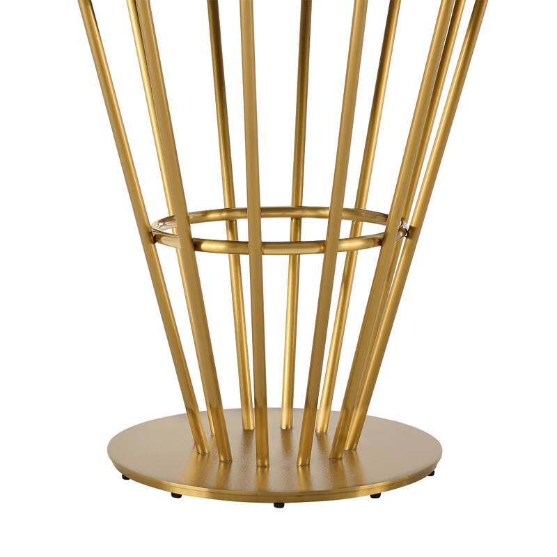 Vena Dining Table, Gold Stainless Steel, Brown Wood, 48 Inch Glass Top - Walnut Brown, Gold, Clear