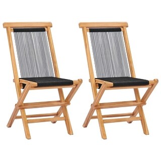 Shop Vidaxl Folding Garden Chairs 2 Pcs Solid Teak Wood And Rope Overstock 31506968