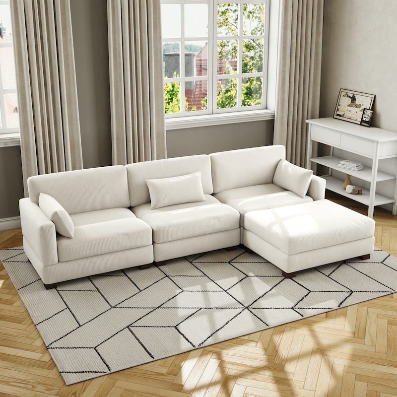 Corduroy Upholstered Modular Sectional Sofa for Living Room