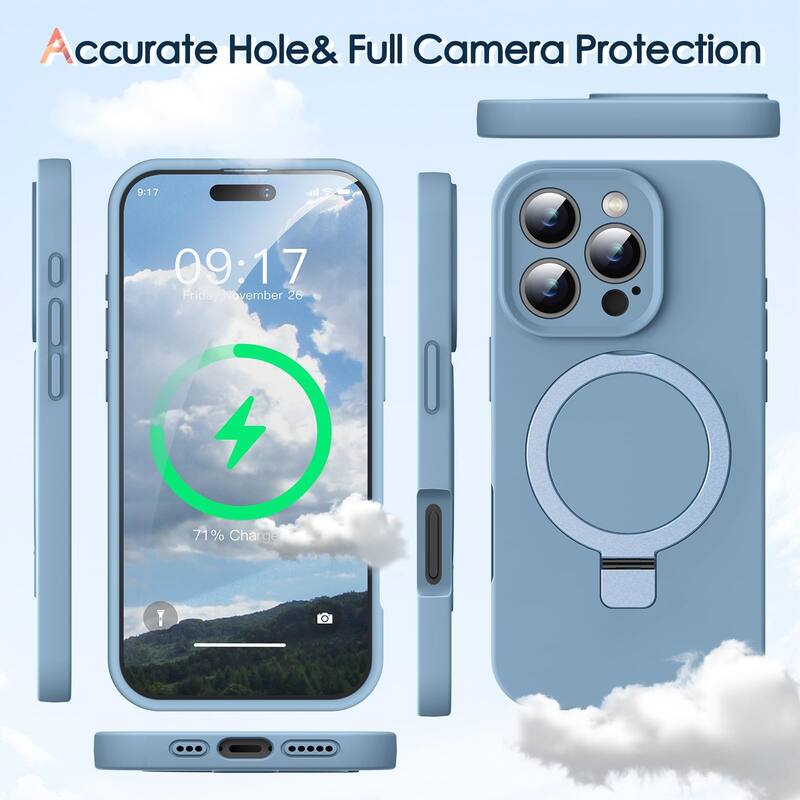 6.3" iPhone 16 Pro Case, Liquid Silicone, Moisturizing Factor, Extreme Soft Slim Phone Case with Stand, Compatible with MagSafe