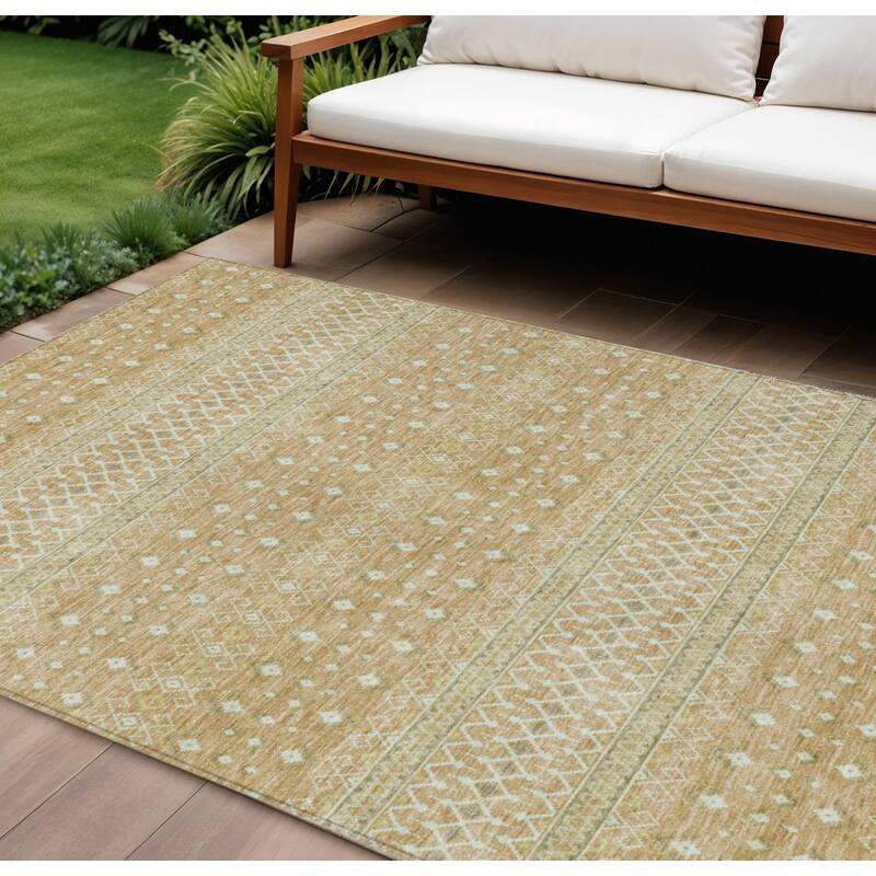 HomeRoots Tribal Transitional Rectangle Outdoor Rug - 9' X 12'