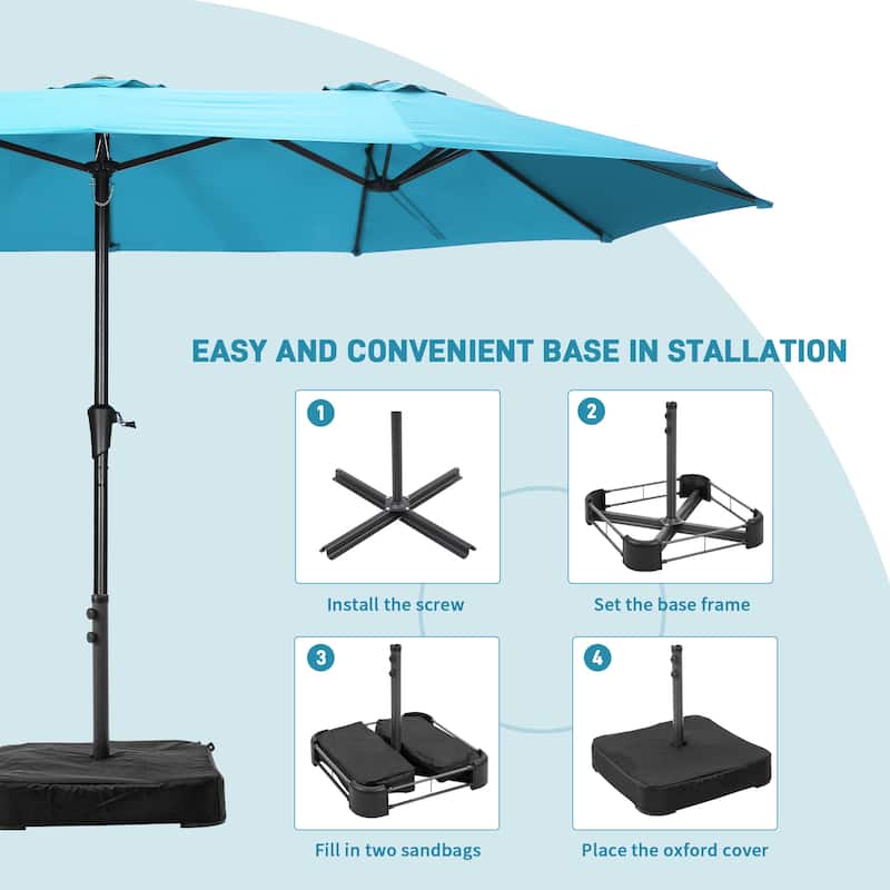 Ainfox 13FT/15FT Patio Umbrella Large Outdoor Umbrella with Base