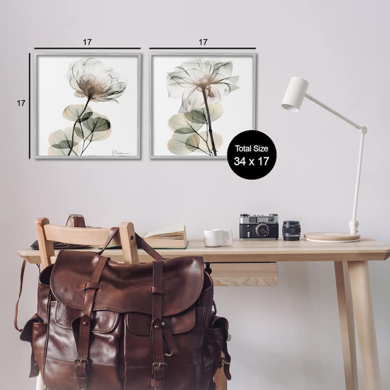 Stupell Cream Transparent Floral Framed Giclee Art Design By Albert Koetsier (Set of 2)