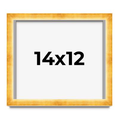 14x12 Shadow Box Frame Gold | 1.625 Inches Deep Real Wood Traditional