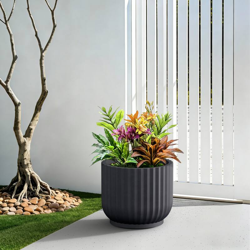 Upgraded Interior Concrete Round Planter / Pot Drainage Hole