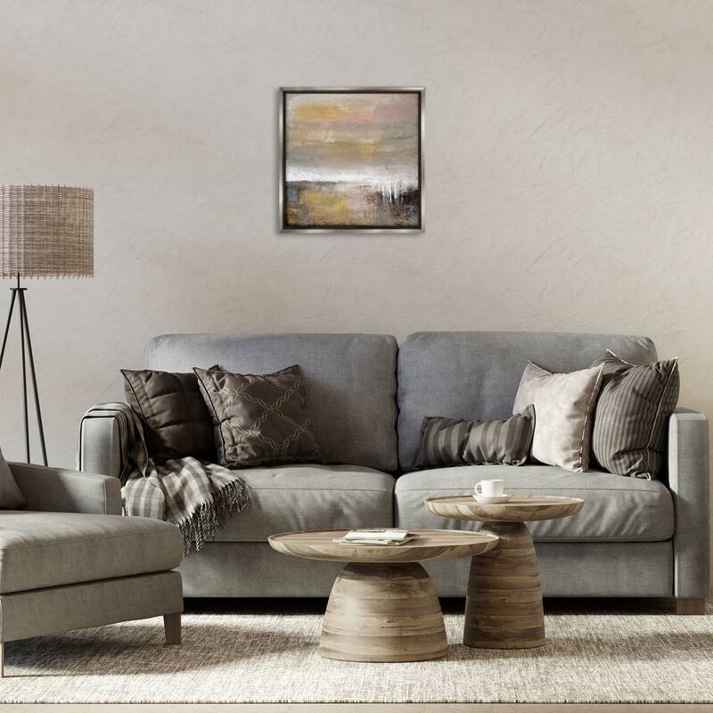 Stupell Neutral Earthy Abstract Landscape Framed Floater Canvas Wall Art Design By Karen Hale