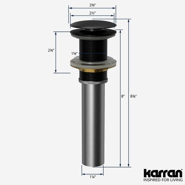 dimension image slide 1 of 8, Karran PU25 Pop-Up Vanity Bowl Drain