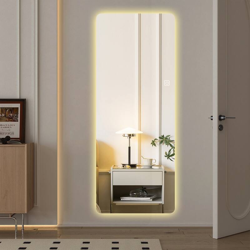 Full Body Mirror with Advanced Lighting and Safety Features - Silver