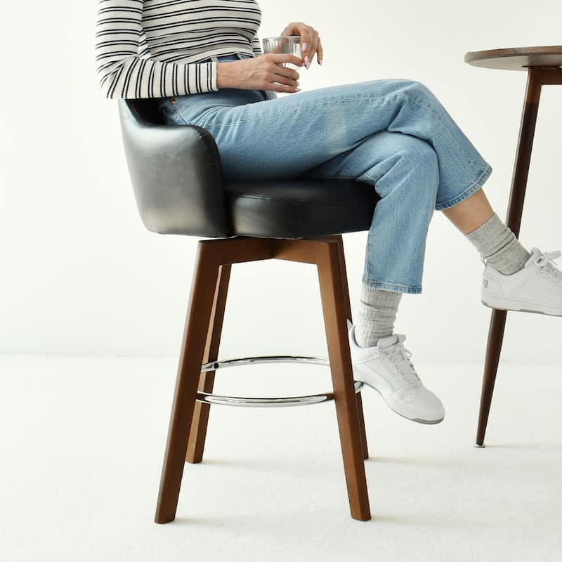 Faux Leather Swivel Contemporary Upholstered Counter Height Stools 1PK