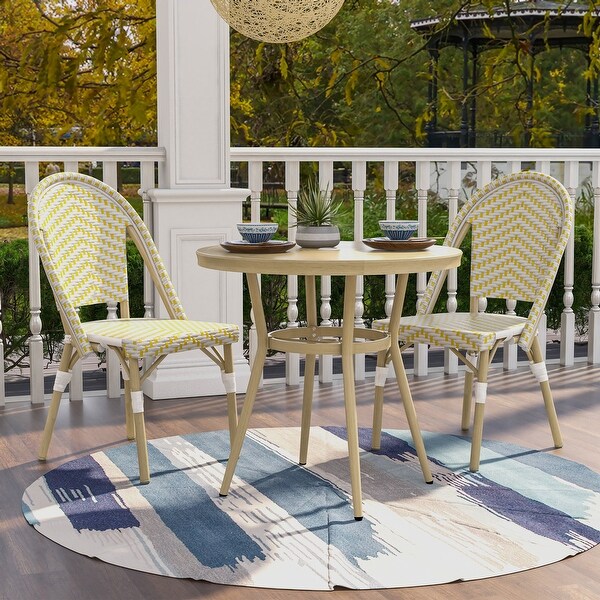 Ariel Modern 3 Piece Aluminum 32 inch Round Bistro Table and