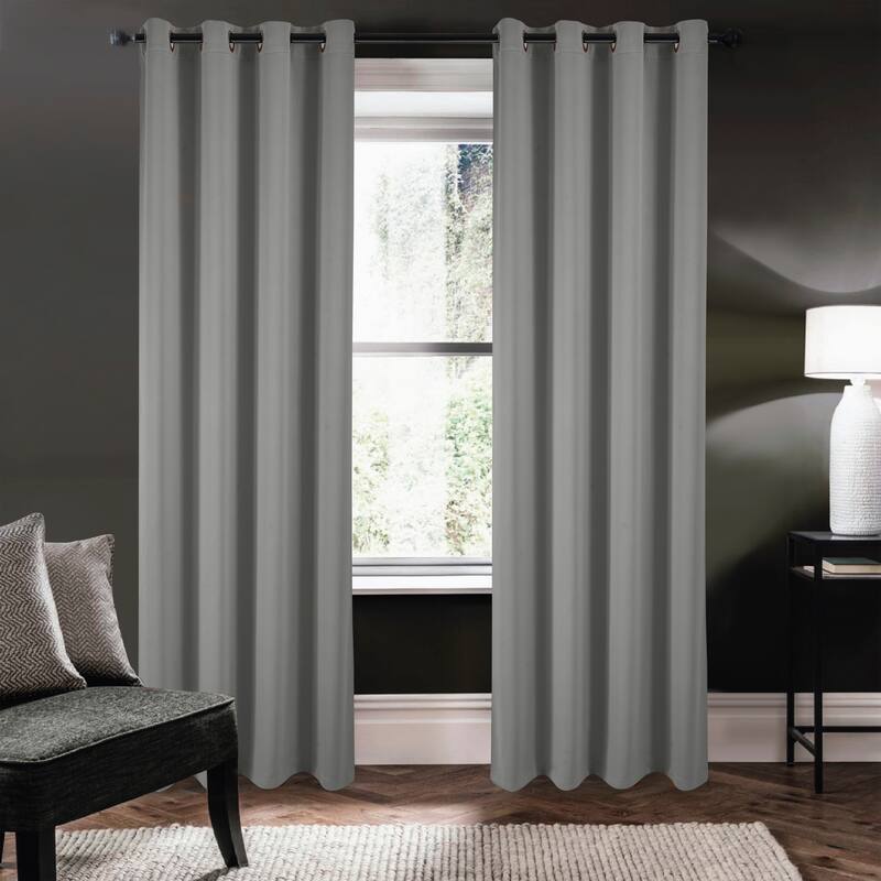 Riley 100 percent Blackout Window Curtain Panel 45, 63, 84, 95 or 105 inch - 54" x 84" - Charcoal