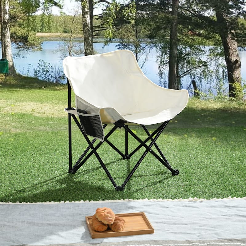 2PCS Outdoor Camping Chairs Folding/Portable, Carry Bag ,Beige