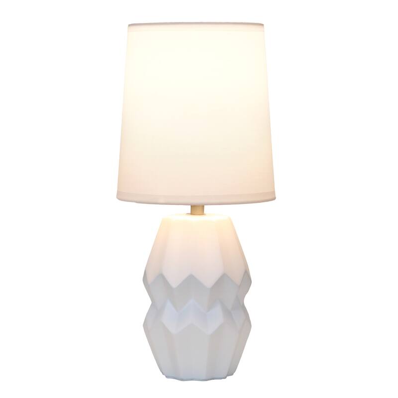 Geometric Ceramic Table Lamp with Drum Shade - 19.5" - White