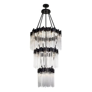 Varaluz Matrix 18-Light 3-Tier Chandelier - Matte Black/French Gold