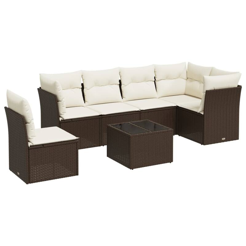 vidaXL Garden Sofa Set Brown and Cream White - 24.4 x 24.4 x 27.2
