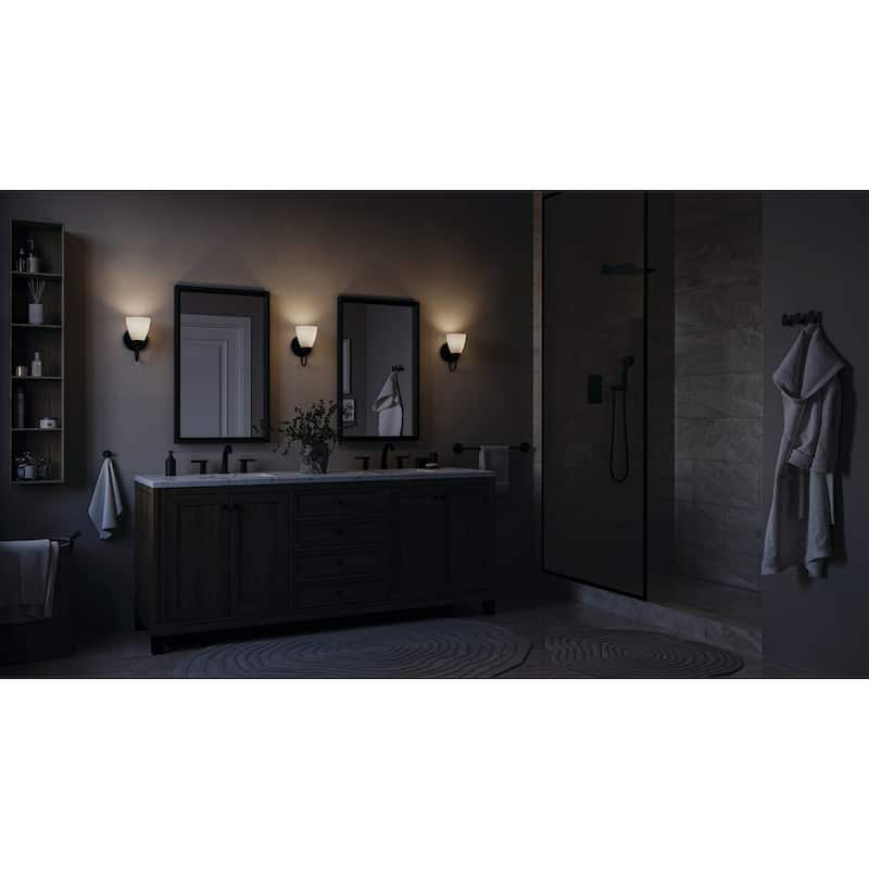 Kichler Lighting Jolie 1-Light Vanity Light with Satin Etched Glass in Black
