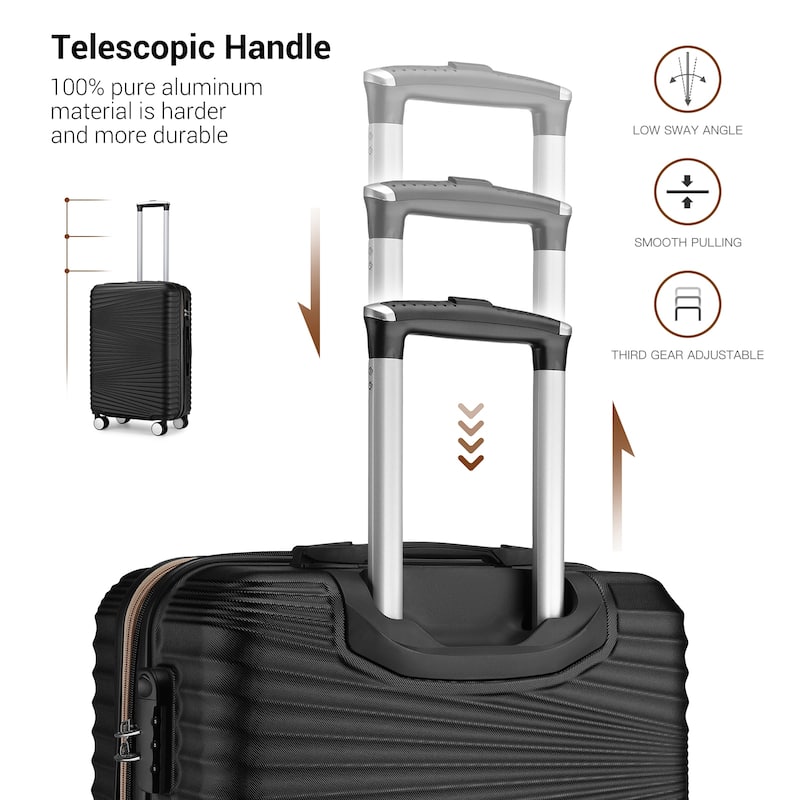 20 Inch Luggage Suitcases with Spinner Wheels Expandable Hardside Luggage Lightweight Suitcase,20" Checked Luggage Black