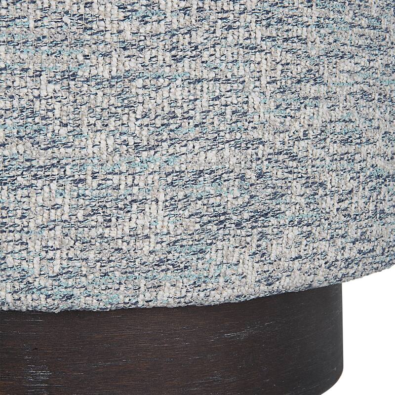 Plush Upholstered Pouf Ottoman - 18" - Blue and White