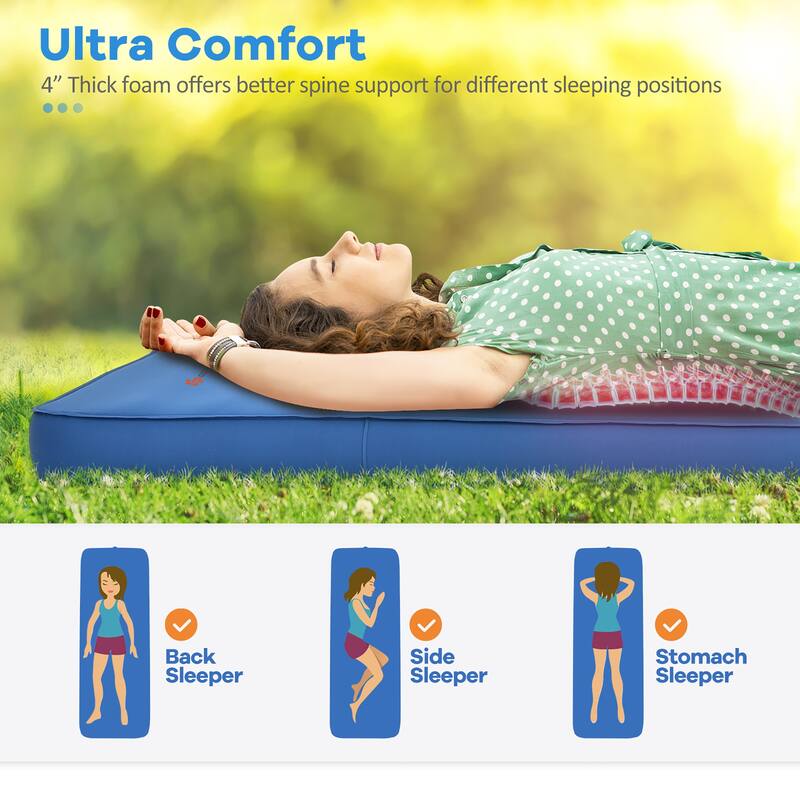 Goplus Folding Sleeping Pad, Self Inflating Camping Mattress with
