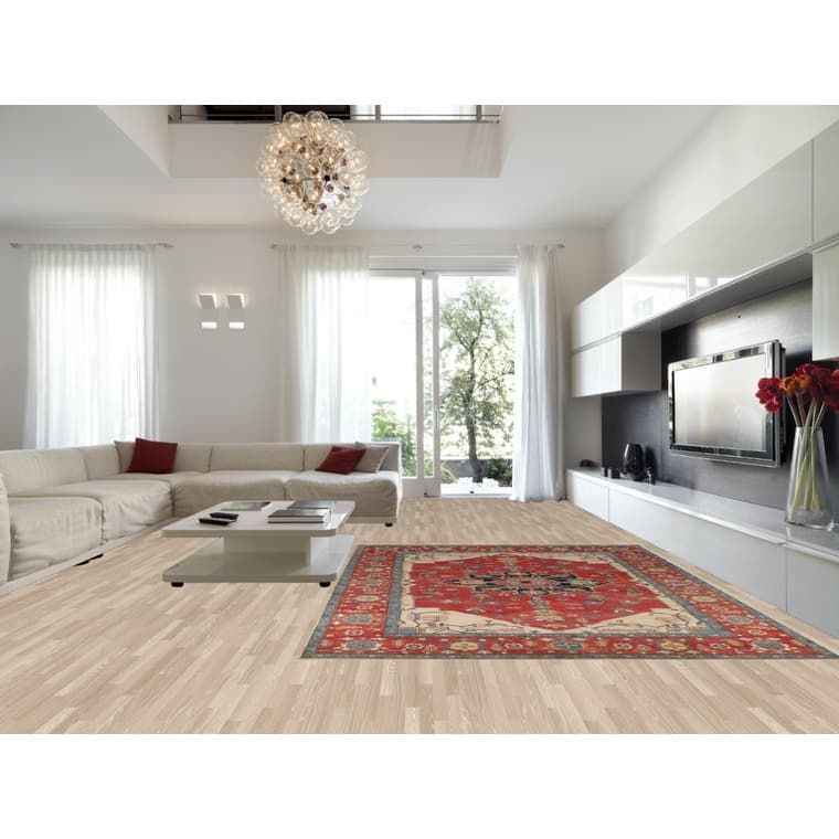 Vegetable Dye Heriz Oriental Rug Hand-Knotted Traditional Wool Carpet - 9'1" x 12'0"
