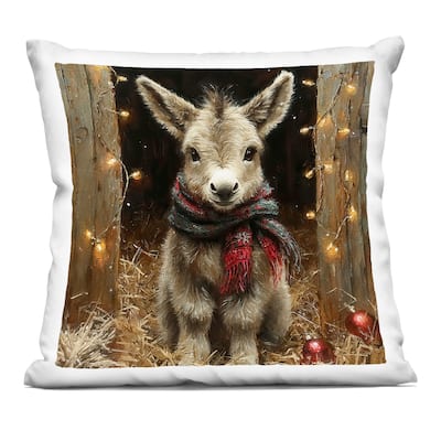 Stupell Baby Donkey & Holiday Lights Decorative Printed Throw Pillow Design by Riley B